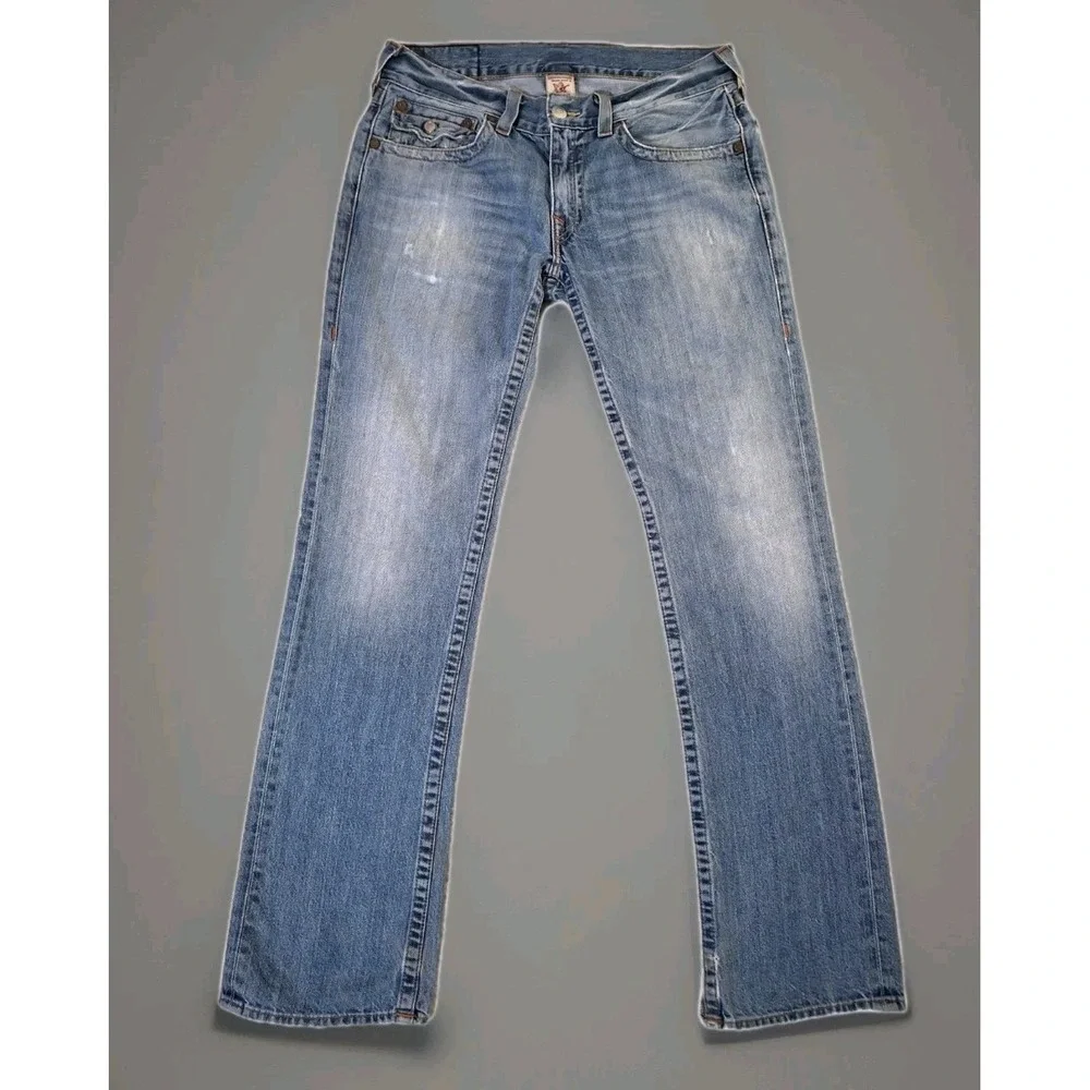 True Religion Jeans Men's 33* (34x34) Ricky Relaxed Straight Distressed Made USA